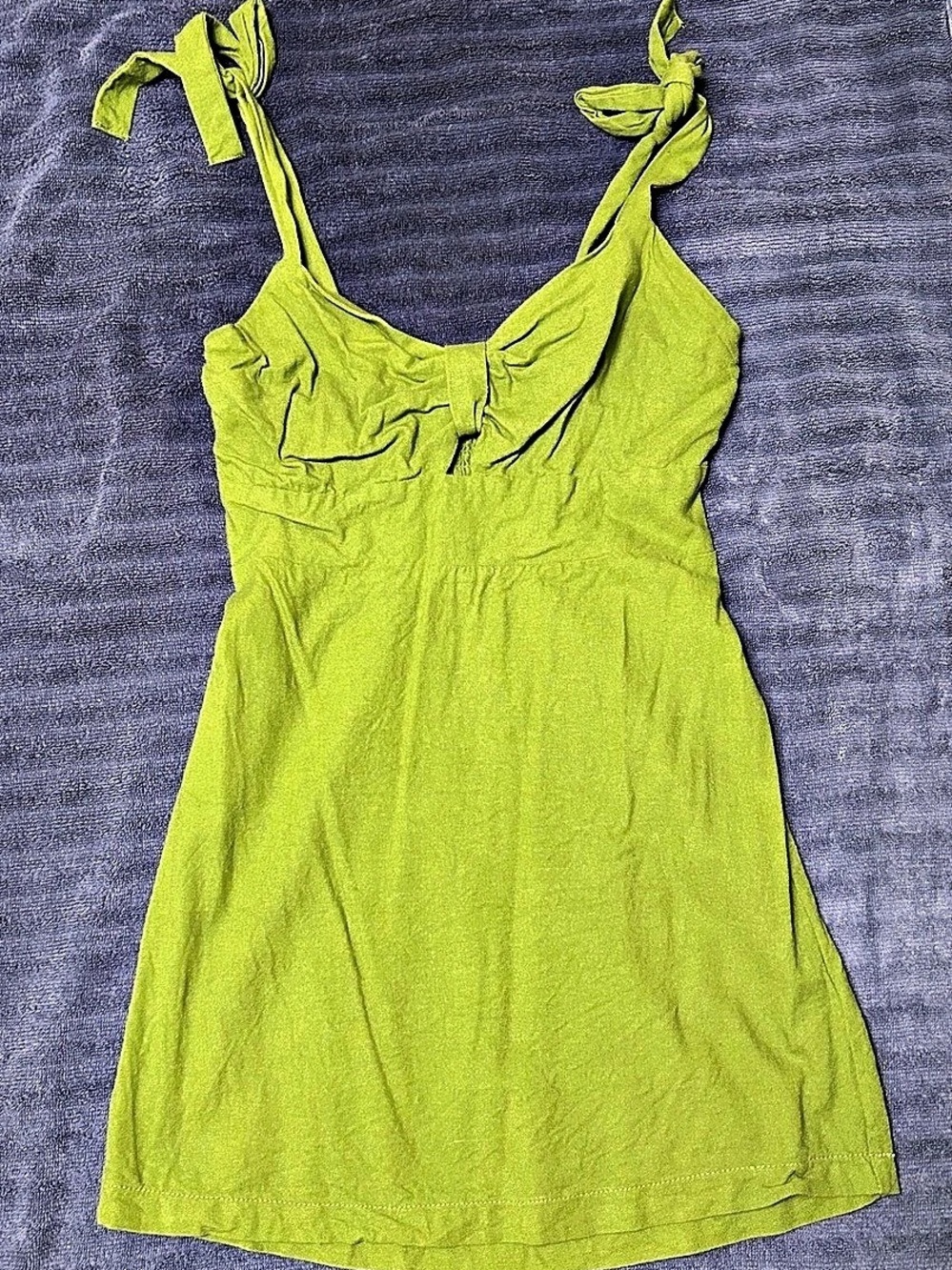 Monteau Los Angeles Tie Shoulder Mini Dress Green Medium